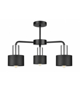 Luce Multi Arm Semi Flush Ceiling Light Black Silver 44cm 3x E27-1