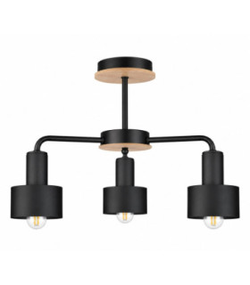 Luce Multi Arm Semi Flush Ceiling Light Black Wood 44cm 3x E27-1
