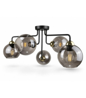 Cosmo Multi Arm Semi Flush Ceiling Light Black Gold 70cm 5x E27-1