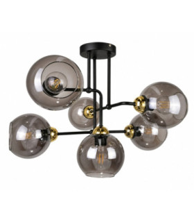 Cosmo Multi Arm Semi Flush Ceiling Light Black Gold 55cm 6x E27-1