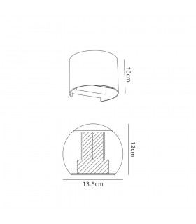 Up & Downward Lighting Wall Lamp, 2 x 3W LED, 3000K, 410lm, IP54, Black, Gold - 2