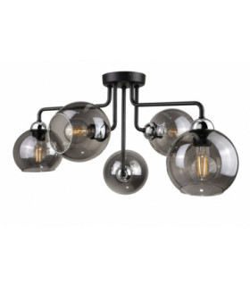 Cosmo Multi Arm Semi Flush Ceiling Light Black Silver 70cm 5x E27-1