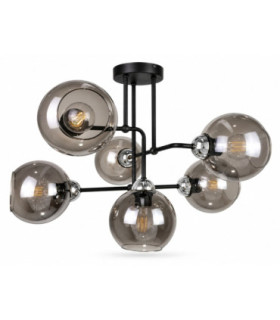 Cosmo Multi Arm Semi Flush Ceiling Light Black Silver 55cm 6x E27-1