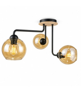 Monde Multi Arm Semi Flush Ceiling Light Wood 50cm 3x E27-1