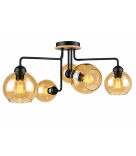 Monde Multi Arm Semi Flush Ceiling Light Wood 70cm 5x E27-1