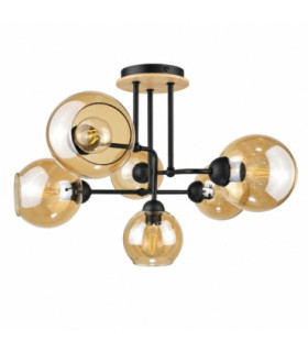 Monde Multi Arm Semi Flush Ceiling Light Wood 55cm 6x E27-1