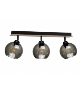 Wood Ceiling Spotlight Bar Black 60cm 3x E27-1