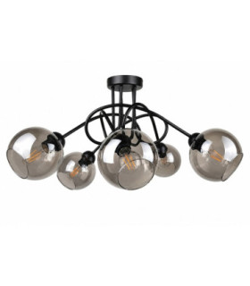 Ring Multi Arm Semi Flush Ceiling Light Black 70cm 5x E27-1