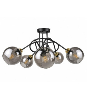 Ring Multi Arm Semi Flush Ceiling Light Black Gold 70cm 5x E27-1