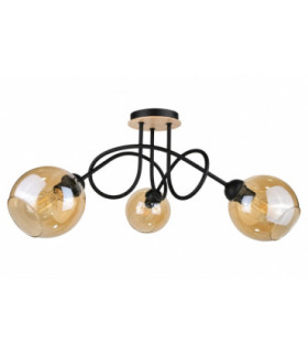 Venus Multi Arm Semi Flush Ceiling Light Wood 70cm 3x E27-1
