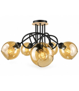 Venus Multi Arm Semi Flush Ceiling Light Wood 70cm 5x E27-1