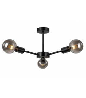 Sun Multi Arm Semi Flush Ceiling Light Black 40cm 3x E27-1