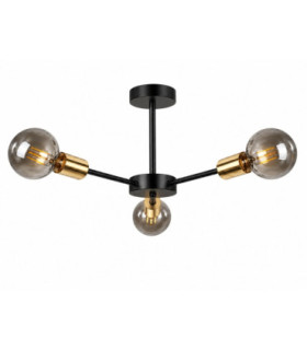 Sun Multi Arm Semi Flush Ceiling Light Black Gold 40cm 3x E27-1