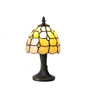 Tiffany Table Lamp, 1 x E14, Black, Gold, Beige, Clear Crystal Shade - 1
