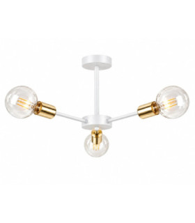 Sun Multi Arm Semi Flush Ceiling Light White Gold 40cm 3x E27-1