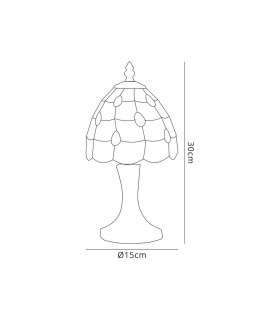 Tiffany Table Lamp, 1 x E14, Black, Gold, Beige, Clear Crystal Shade - 2