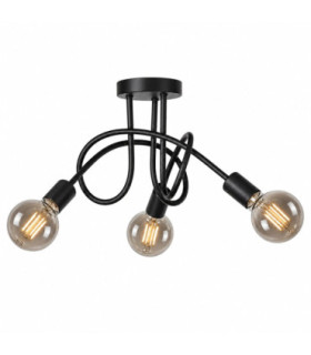 Rumba Multi Arm Semi Flush Ceiling Light Black 50cm 3x E27-1