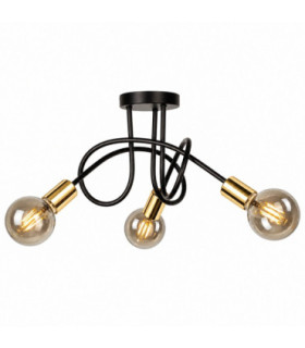 Rumba Multi Arm Semi Flush Ceiling Light Black Gold 50cm 3x E27-1