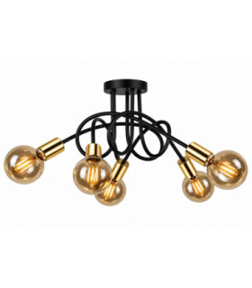Rumba Multi Arm Semi Flush Ceiling Light Black Gold 50cm 5x E27-1