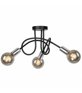 Rumba Multi Arm Semi Flush Ceiling Light Black Silver 50cm 3x E27-1