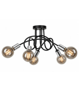 Rumba Multi Arm Semi Flush Ceiling Light Black Silver 50cm 5x E27-1
