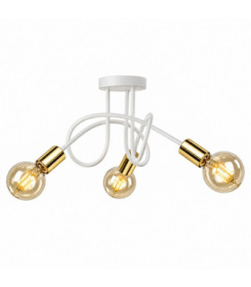 Rumba Multi Arm Semi Flush Ceiling Light White Gold 50cm 3x E27-1