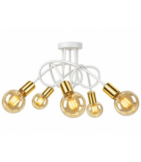 Rumba Multi Arm Semi Flush Ceiling Light White Gold 50cm 5x E27-1