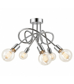 Rumba Multi Arm Semi Flush Ceiling Light Silver 50cm 5x E27-1