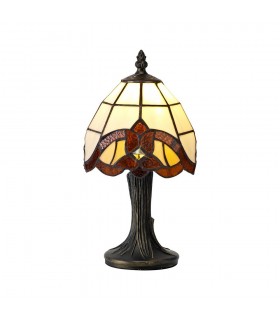 Tiffany Table Lamp, 1 x E14, Amber, Clear Crystal Shade - 1