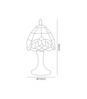 Tiffany Table Lamp, 1 x E14, Amber, Clear Crystal Shade - 2