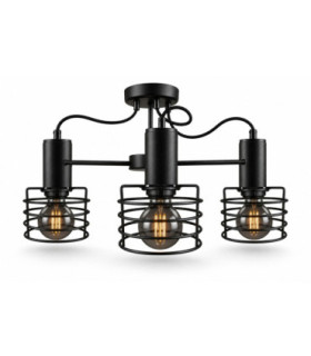 Rune Multi Arm Semi Flush Ceiling Light Black 60cm 3x E27-1