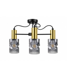Inger Multi Arm Semi Flush Ceiling Light Black Gold 60cm 3x E27-1