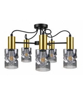 Inger Multi Arm Semi Flush Ceiling Light Black Gold 60cm 5x E27-1
