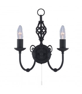 Zanzibar Black Double Wall Light - Searchlight 3380-2