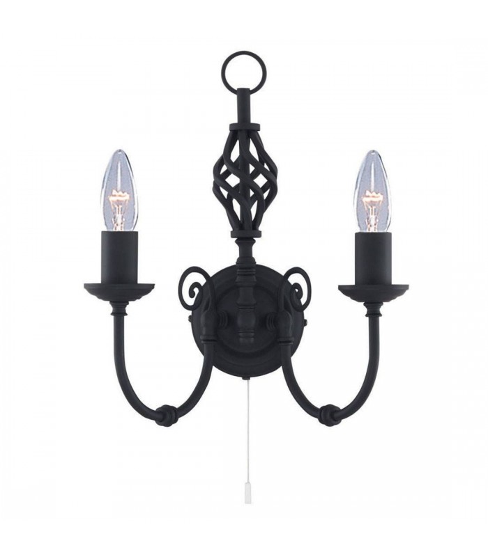 Zanzibar Black Double Wall Light - Searchlight 3380-2