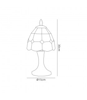 Tiffany Table Lamp, 1 x E14, White, Blue, Clear Crystal Shade - 2