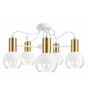 Arne Multi Arm Semi Flush Ceiling Light White Gold 60cm 5x E27-1