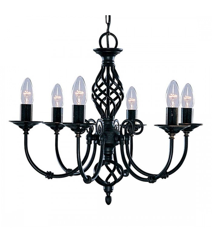 Zanzibar Black Six Light Pendant - Searchlight 3379-6
