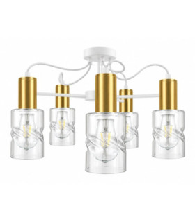 Inger Multi Arm Semi Flush Ceiling Light White Gold 60cm 5x E27-1