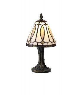 Tiffany Table Lamp, 1 x E14, White, Grey, Clear Crystal Shade - 1