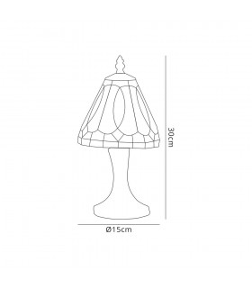 Tiffany Table Lamp, 1 x E14, White, Grey, Clear Crystal Shade - 2