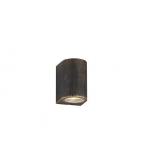 Curved Wall Down Lamp, 1 x GU10, IP54, Black, Gold - 1