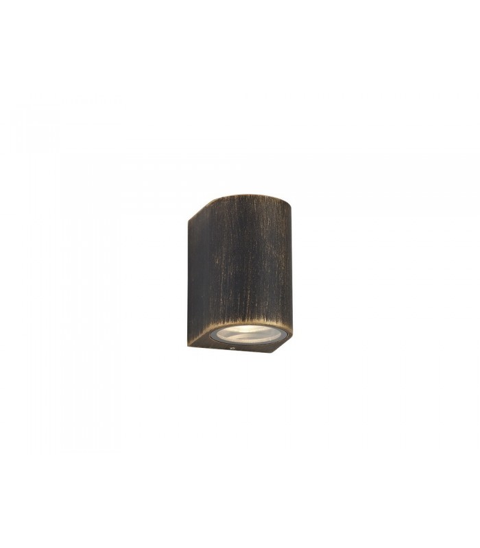 Curved Wall Down Lamp, 1 x GU10, IP54, Black, Gold - 1