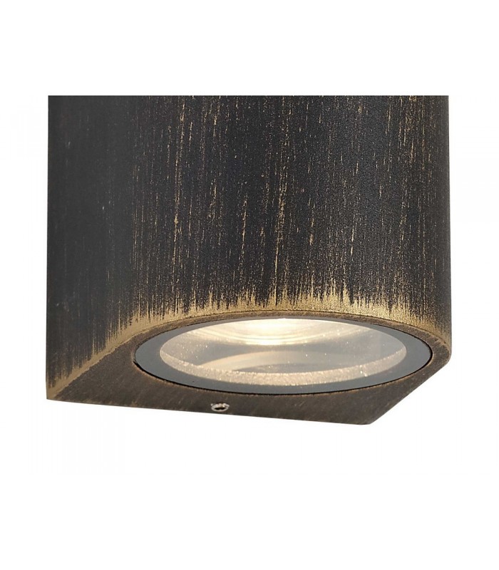 Curved Wall Down Lamp, 1 x GU10, IP54, Black, Gold - 4