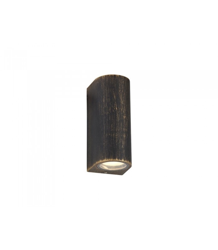Curved Wall Lamp, 2 x GU10, IP54, Black, Gold - 1
