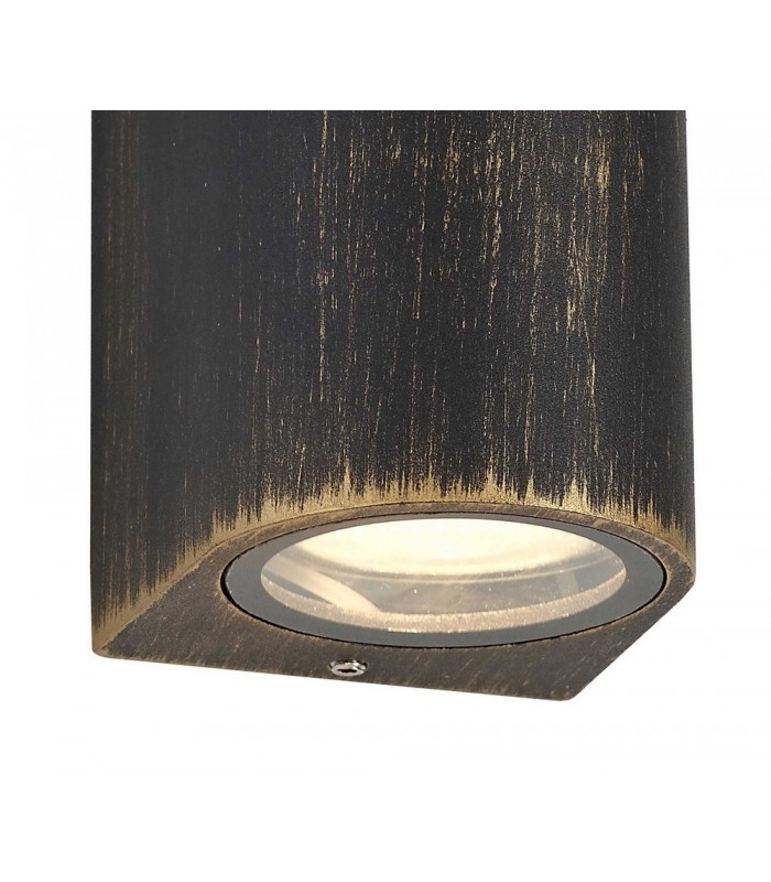 Curved Wall Lamp, 2 x GU10, IP54, Black, Gold - 4
