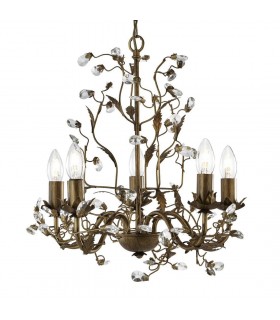 Almandite Brown Gold Five Light Pendant With Crystals - Searchlight 2495-5BR