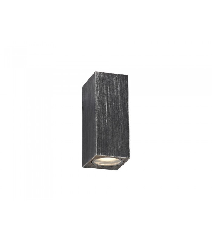 Rectangle Wall Lamp, 2 x GU10, IP54, Black, Silver - 1