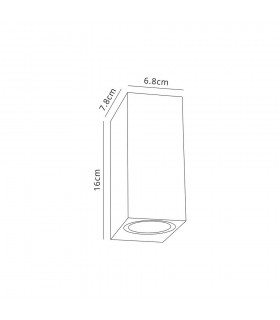 Rectangle Wall Lamp, 2 x GU10, IP54, Black, Silver - 2