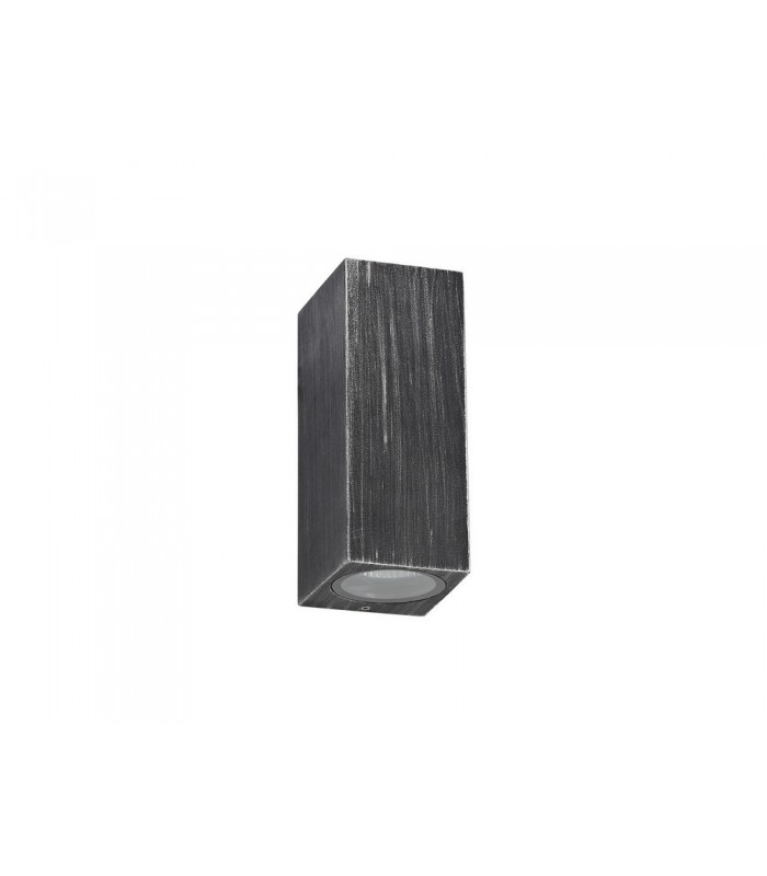 Rectangle Wall Lamp, 2 x GU10, IP54, Black, Silver - 3
